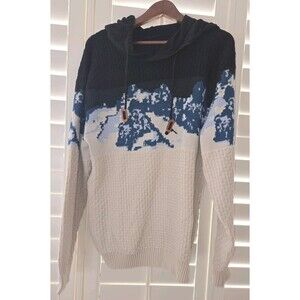 Mountains Men's Hoodie knit Sweater Ski Mountain Aspen Athleisure -No Tags